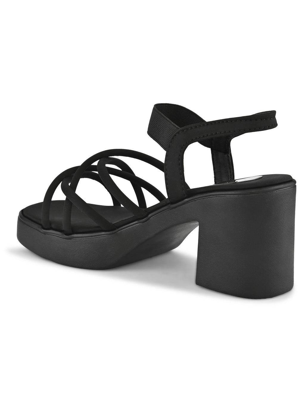 CROSS-STRAP ELASTIC BACK SUPPORT COMFORT BLOCK HEEL SANDALS