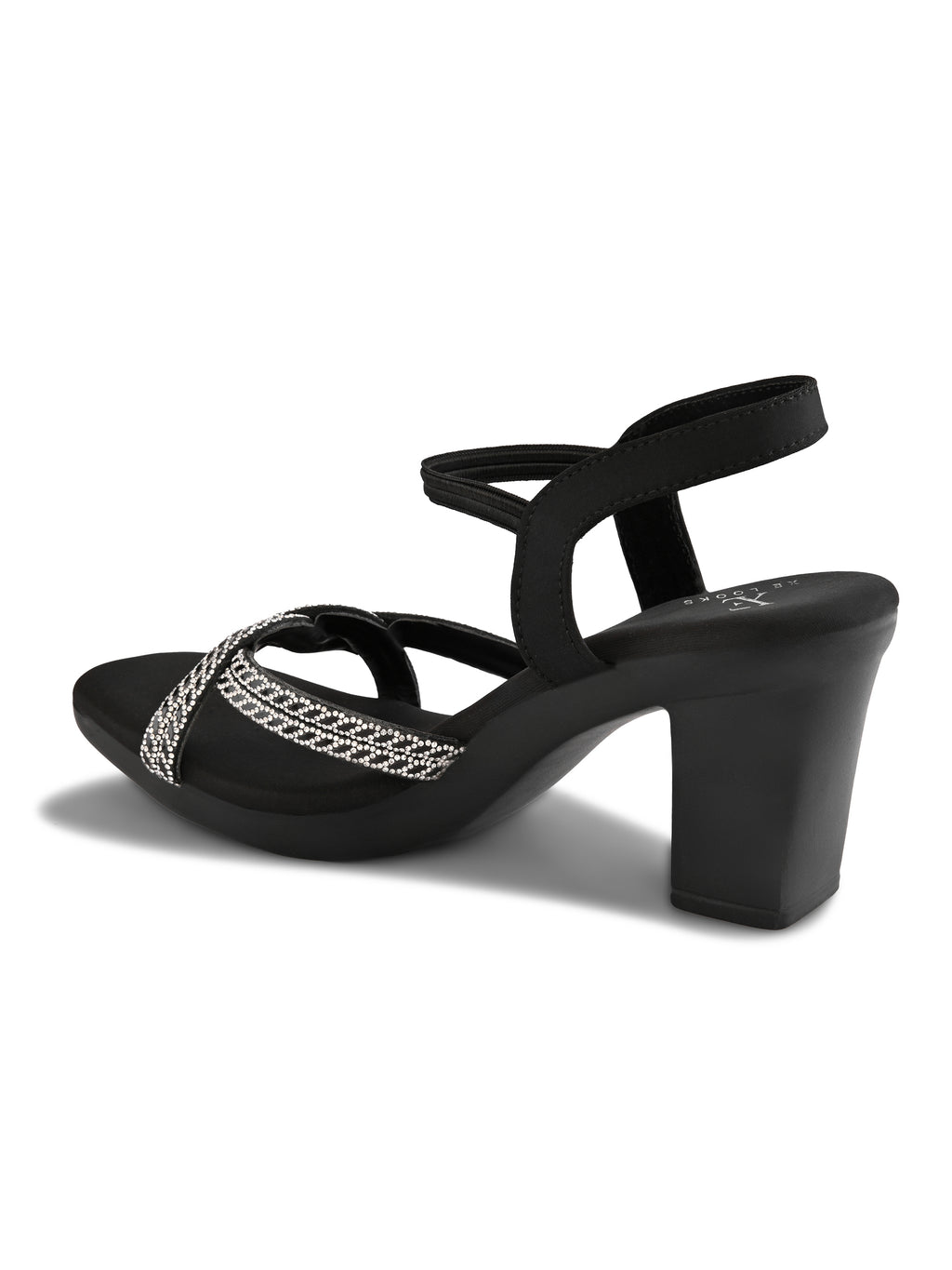 Rhinestone Knot Detail Soft Cushioned Block Heel Sandals