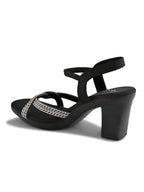 Rhinestone Knot Detail Soft Cushioned Block Heel Sandals