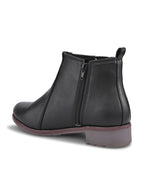 Buckle Accent Side Elastic Low Block Heel Ankle Boots