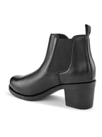Smooth Finish Elastic Panel Block Heel Chelsea Boots