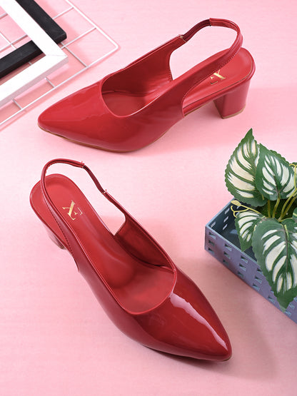 Women's Patent Pointed-Toe Slingback Heels