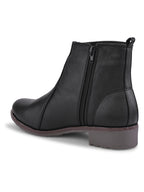 Side Zip Cushioned Low Block Heel Ankle Boots