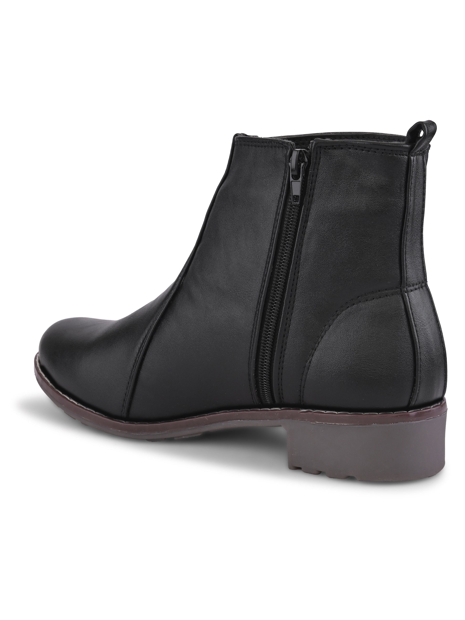 Side Zip Cushioned Low Block Heel Ankle Boots