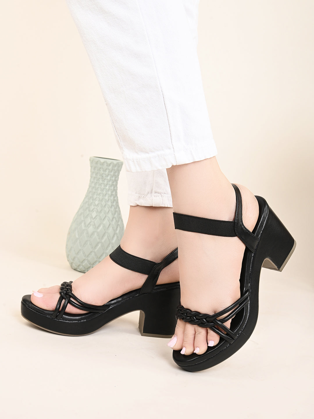 Block Heel Sandals With Comfort, Softness, Style, Elegance & Ankle straps