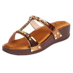 Glamorous & Eye-Catching Stone Embellished Platform Slippers