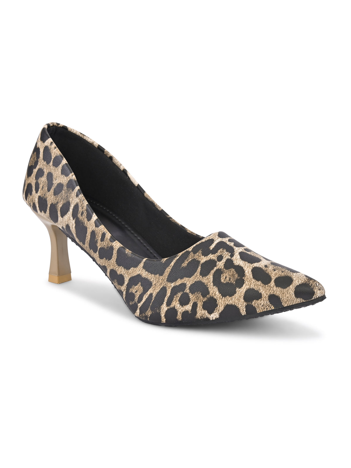 Animal Print Pointed Toe Cushioned Slip-On Pumps