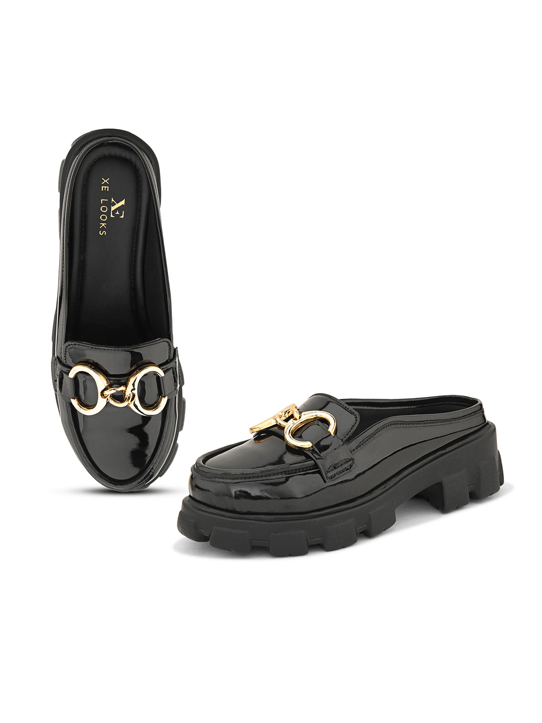 Trendy  Slip-On Loafers with Black Sole and Metal Accent