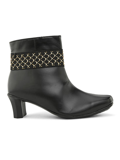 Comfortable & Trendy Zipper Black Block Heel Boots