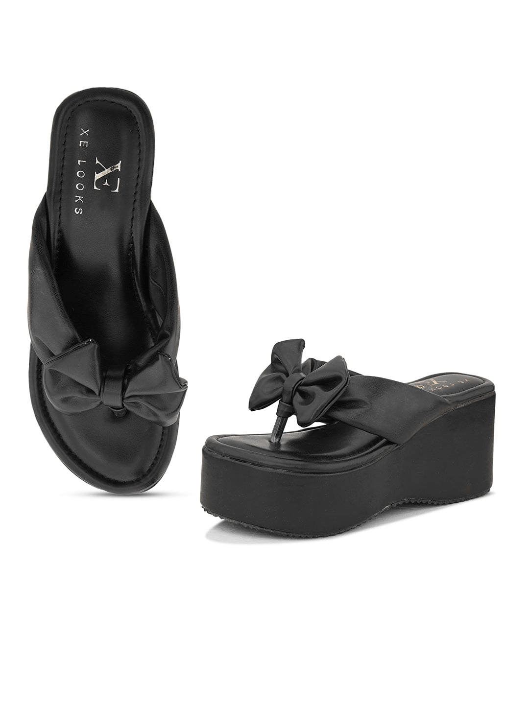 Bow Design with modern cushion platform Slippers