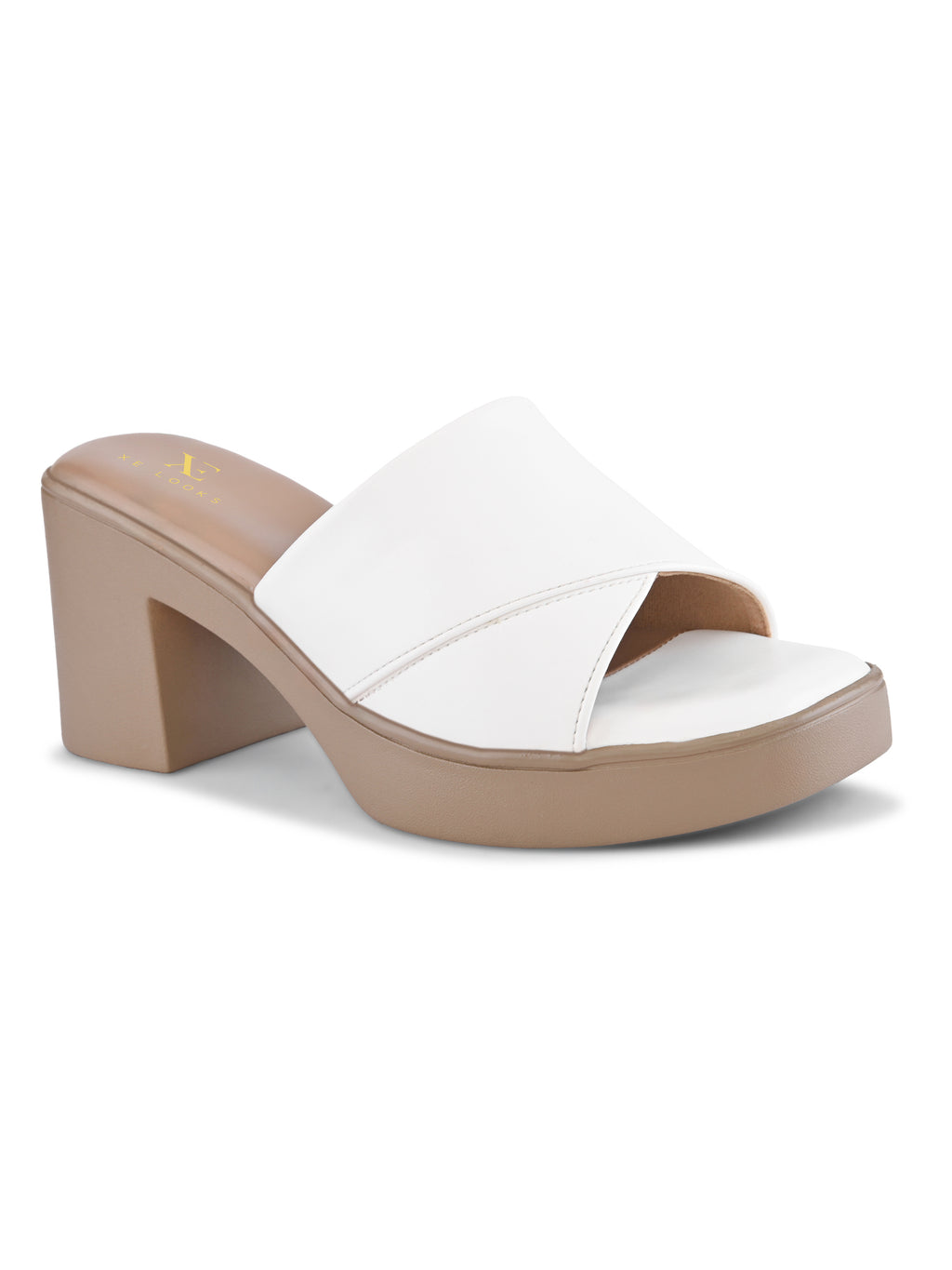 Cross Strap Cushioned Slip-On Block Heel Sandals