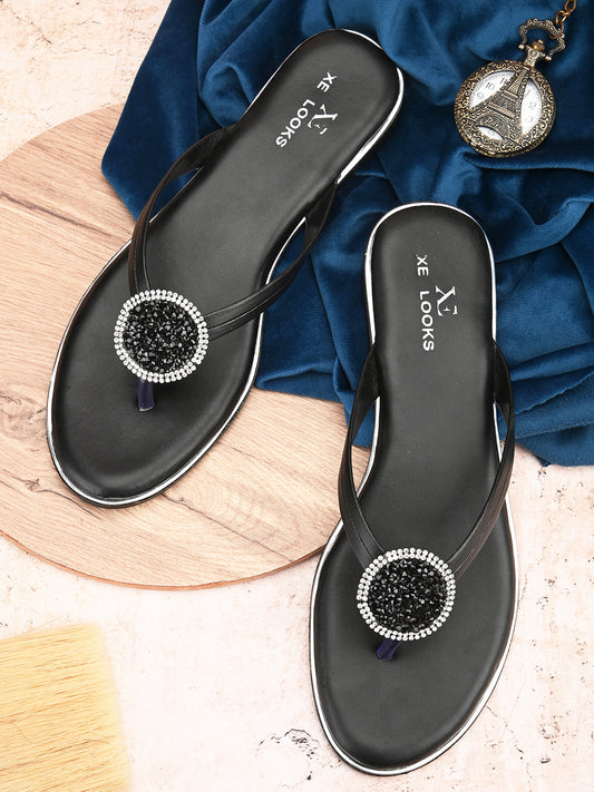 Stone Embellished Fashionable & Comfortable Flat Slippers