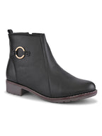 Side Zip Cushioned Low Block Heel Ankle Boots