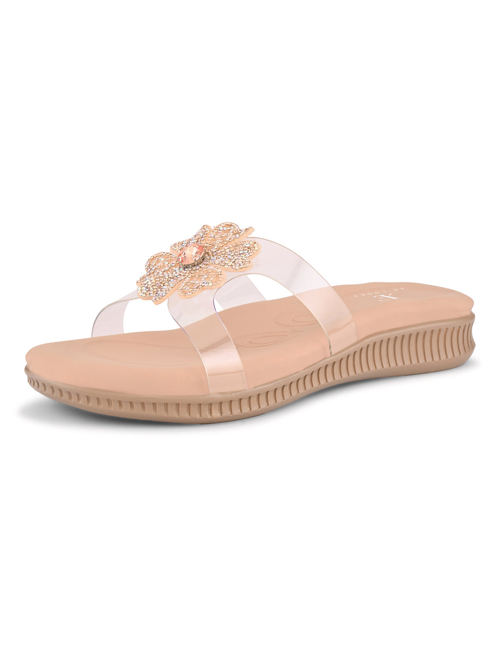 Crystal Floral Transparent Comfort Cushion Slides