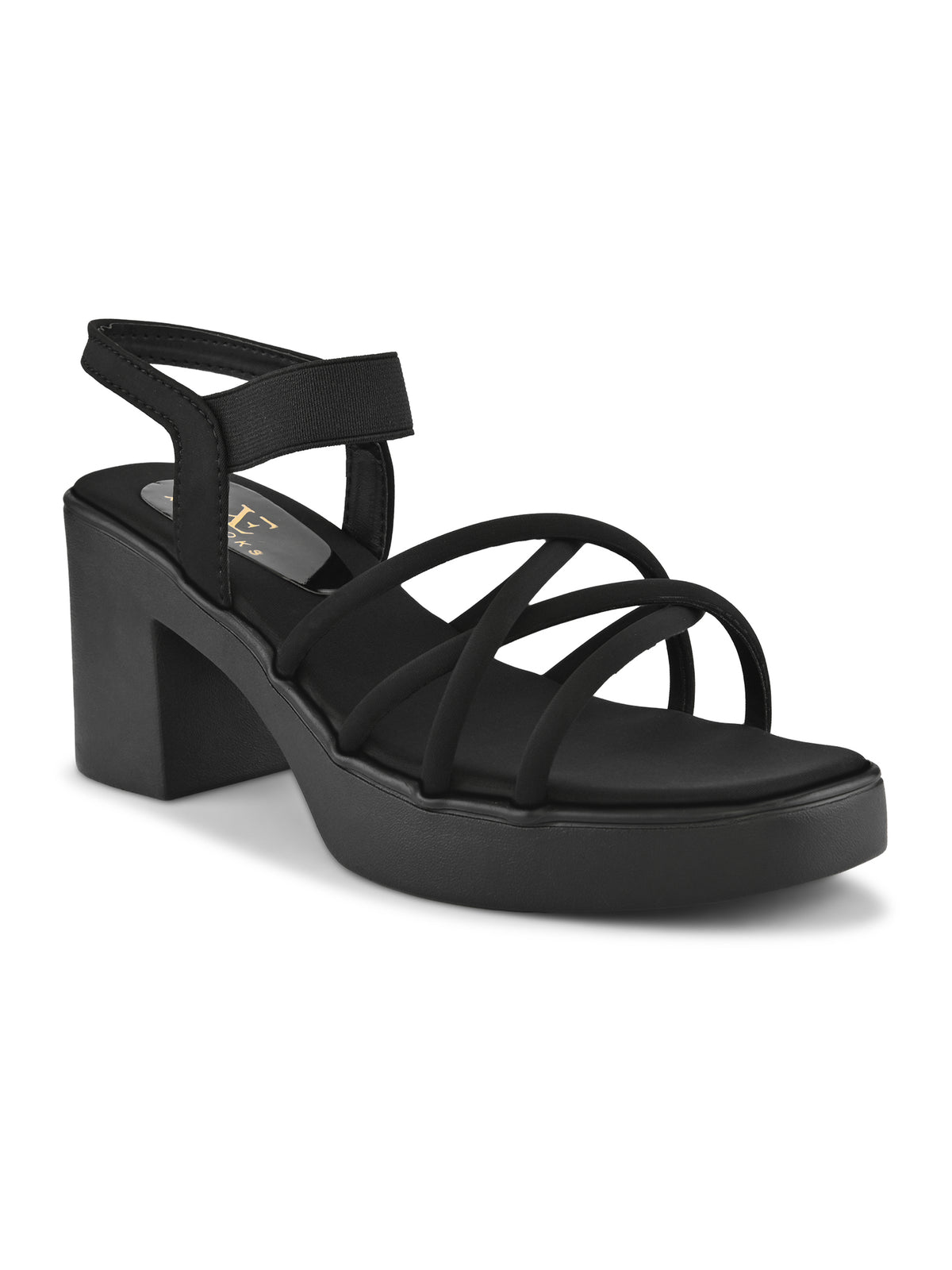 CROSS-STRAP ELASTIC BACK SUPPORT COMFORT BLOCK HEEL SANDALS