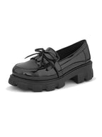 Chunky Black Sole with Bow Detail Design Loafers
