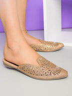 Embroidered Floral Cut-Out Design Mules