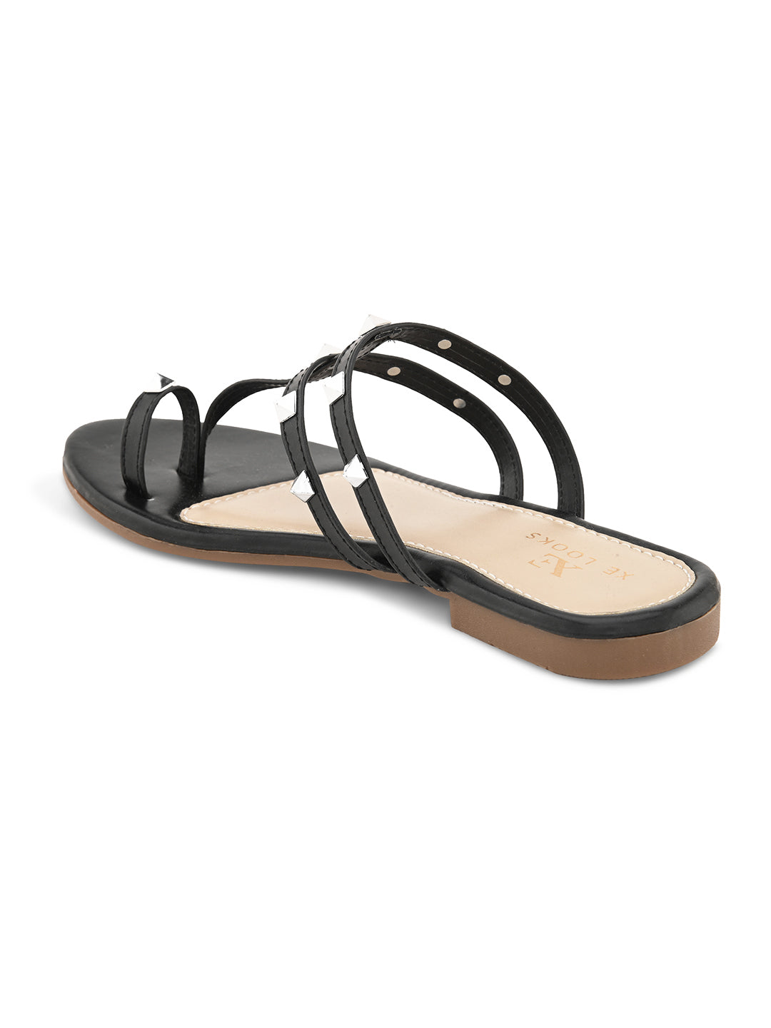 Strappy Design Stylish Flat Sandals With Studded Embellishments