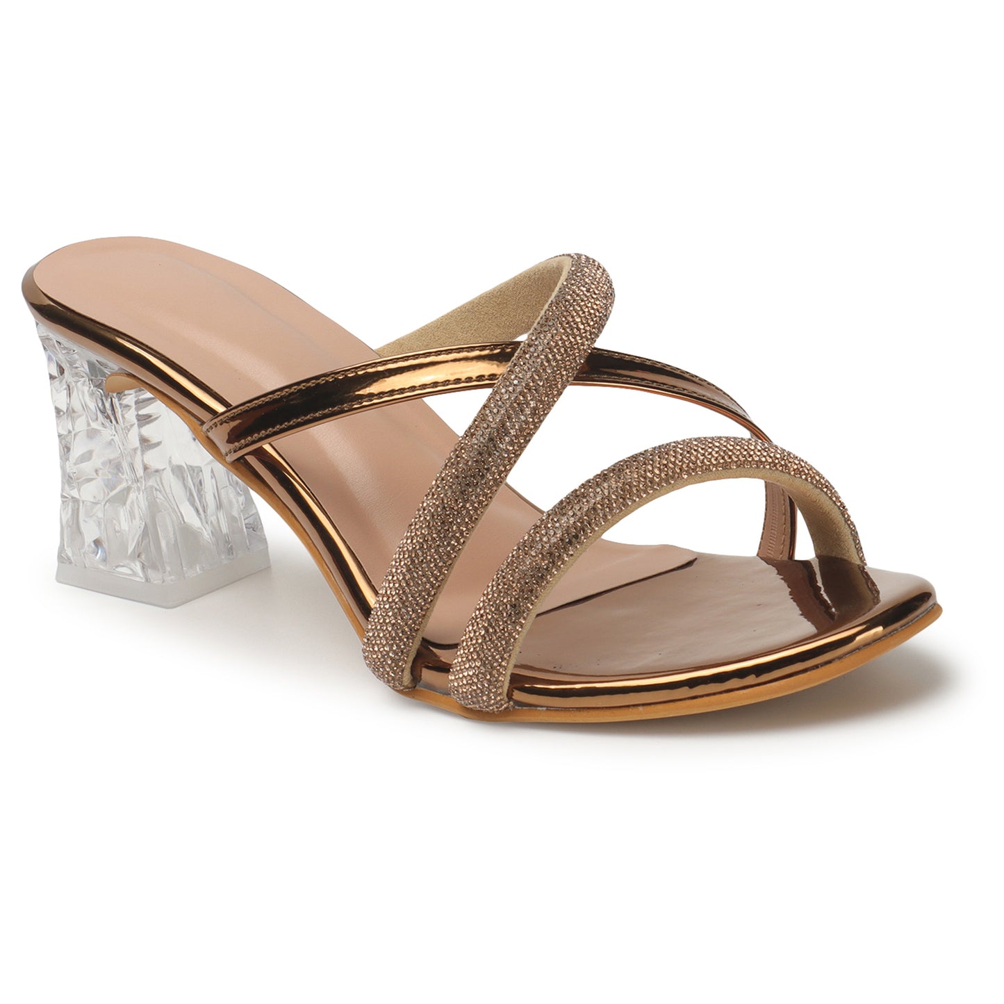 Versatile & Comfortable Fancy Slip-On Heels With 3 Inches Transparent Heel