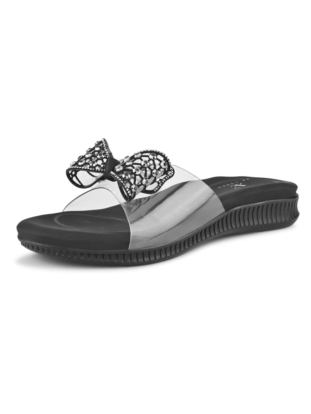 Crystal Bow Transparent Comfort Cushion Slides