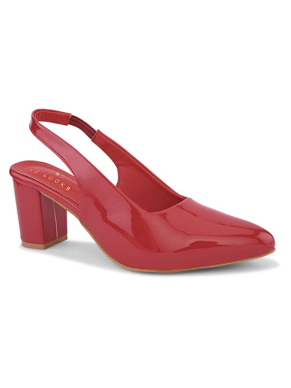 Women's Patent Pointed-Toe Slingback Heels