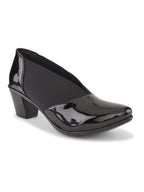 Elasticated Panel Glossy Finish Slip-On Pumps