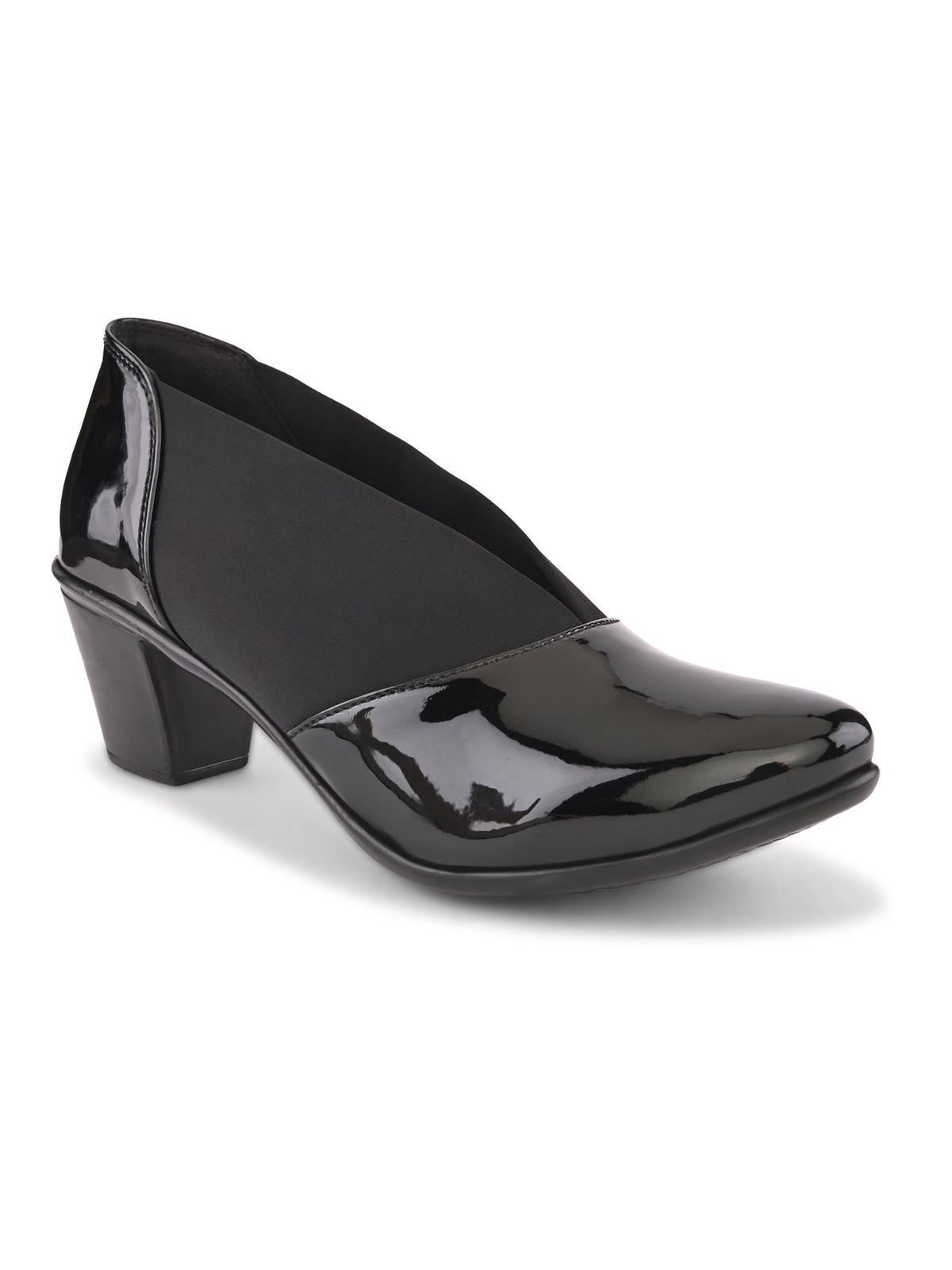 Elasticated Panel Glossy Finish Slip-On Pumps