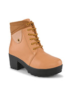 LACE-UP CHUNKY BLOCK HEEL PLATFORM ANKLE BOOTS