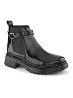 Elastic Buckle Accent Chunky Sole Chelsea Boots