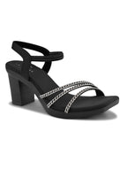 Rhinestone Strappy Soft Cushioned Block Heel Sandals