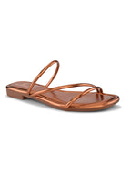 METALLIC STRAPPY SQUARE TOE FLAT SANDALS