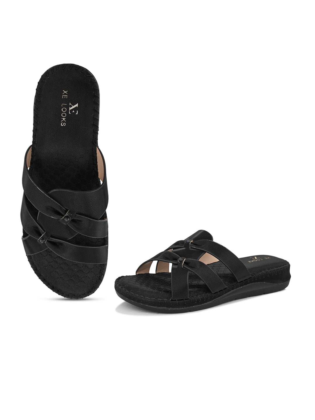 Cross-Strap Flat Slippers with Cushioned doctor Sole