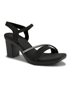 Rhinestone Strap Soft Cushioned Block Heel Sandals
