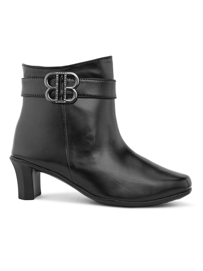 Comfortable & Trendy Block Heel Zipper Black Boots