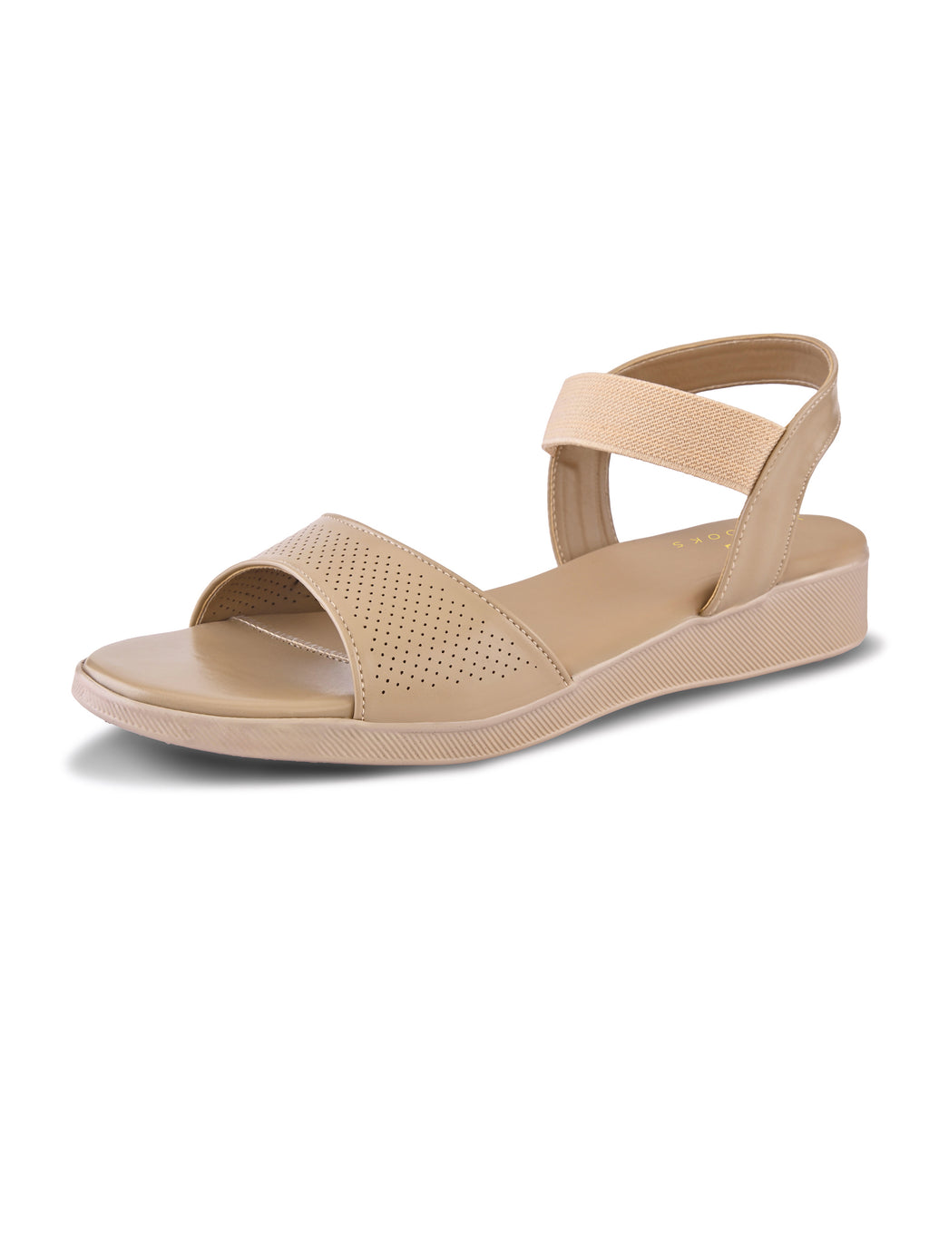 Perforated Strap Cushioned Slingback Flat Sandals