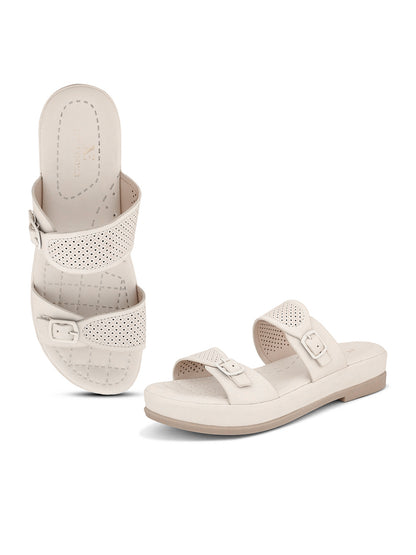 Comfortable Dual-Strap Slippers with Buckle Detail