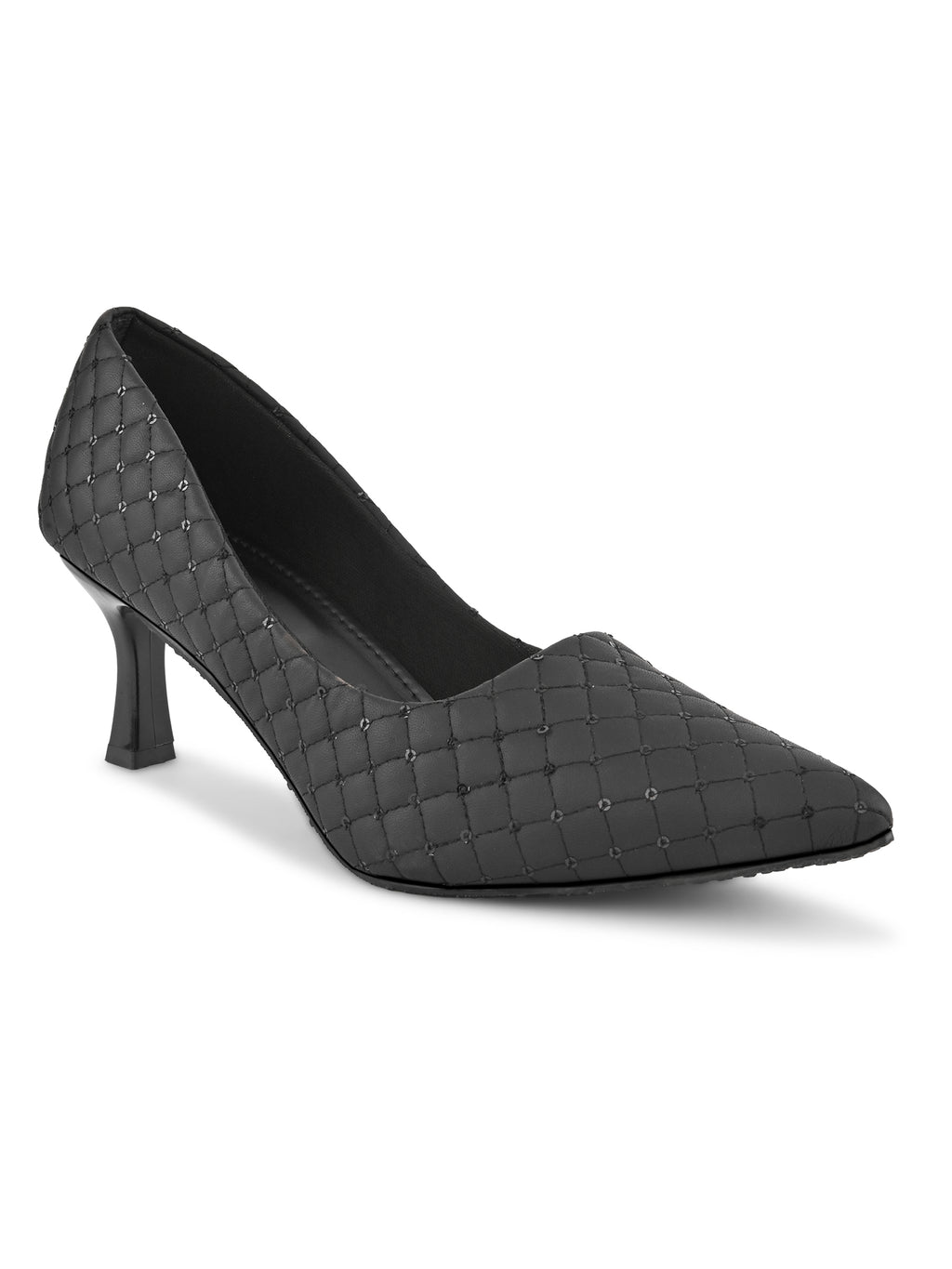 Quilted Pointed Toe Cushioned Slip-On Pumps