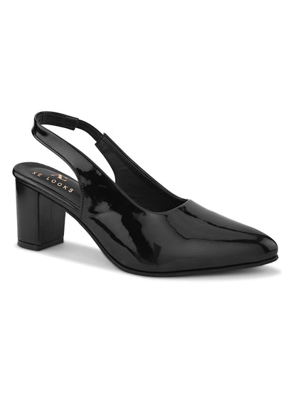 Women's Patent Pointed-Toe Slingback Heels