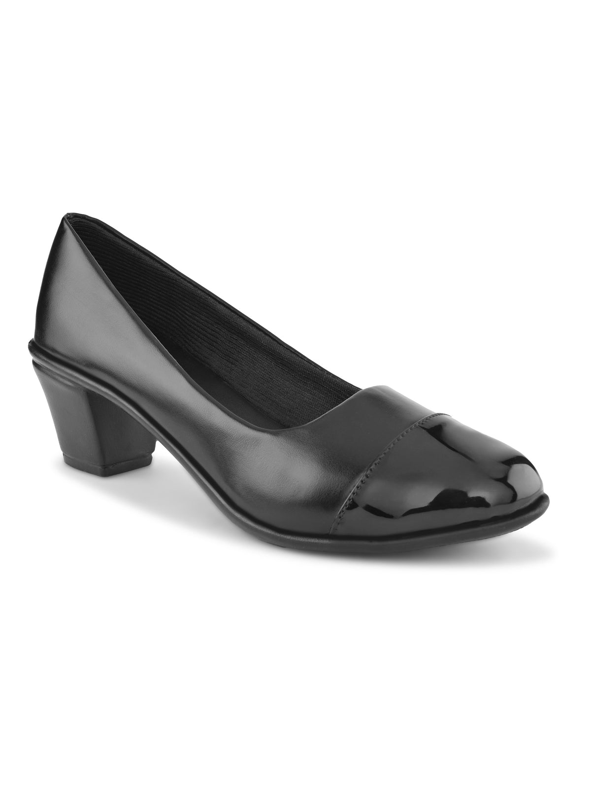 Glossy Cap Toe Slip-On Pumps