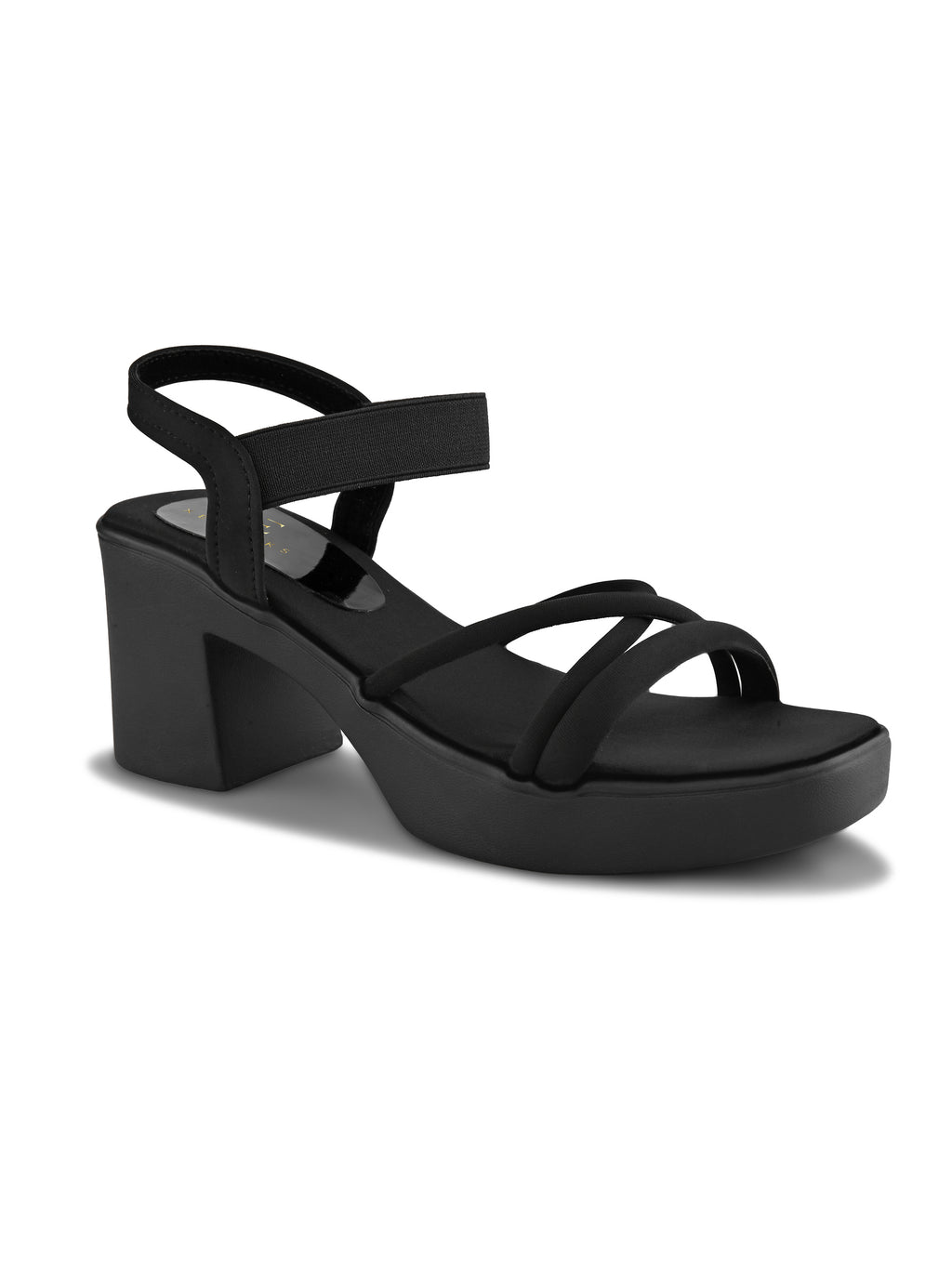 Soft Cushioned Elastic Strap Block Heel Sandals