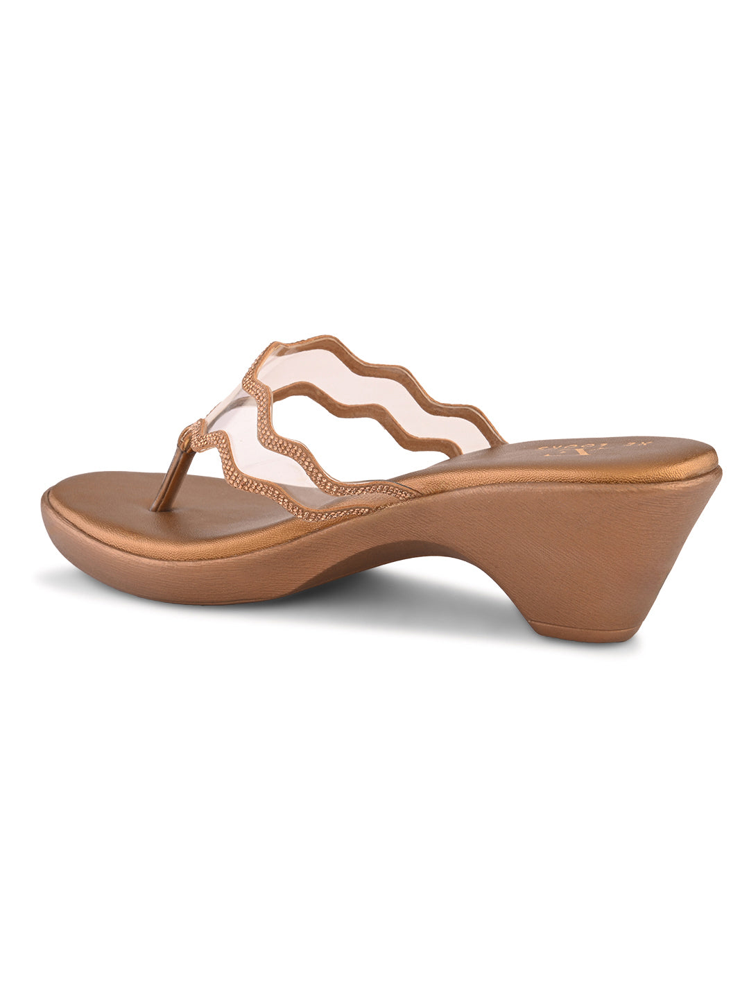 Embellished  Slip-On Sandals Wavy Strap Sandals