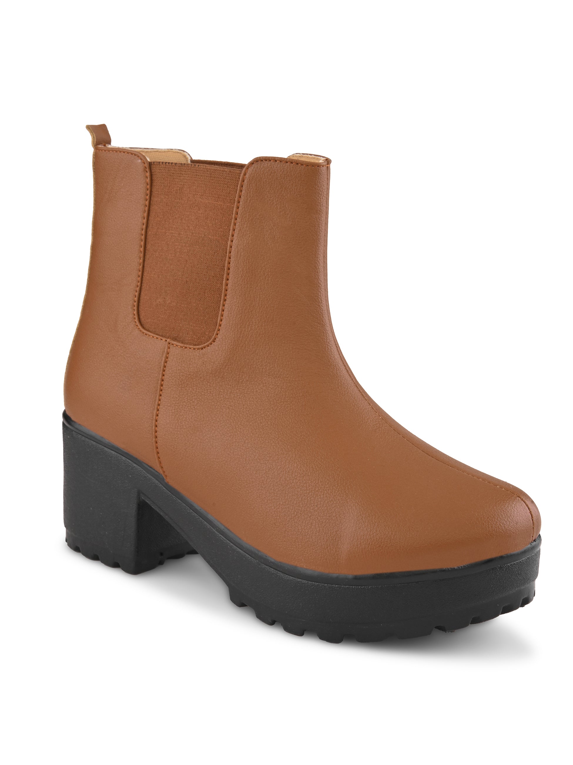 Elastic Panel Chunky Platform Block Heel Chelsea Boots