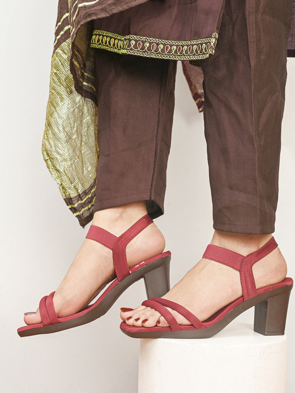 Bold & Trendy , Soft Block High Heels Sandals