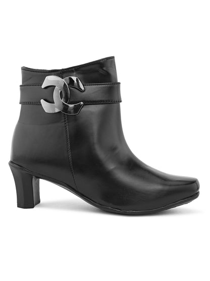 Comfortable & Attractive Block Heel Zipper Black Boots