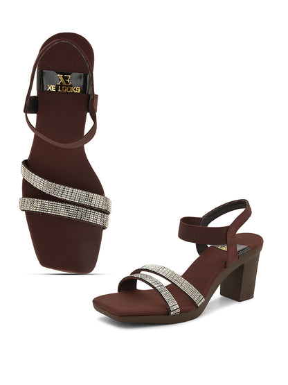 Fancy & Charm Block Heel Sandal With Ankle Straps