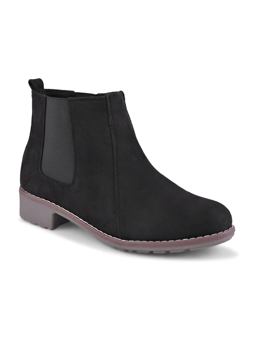 Side Elastic Cushioned Low Block Heel Ankle Boots