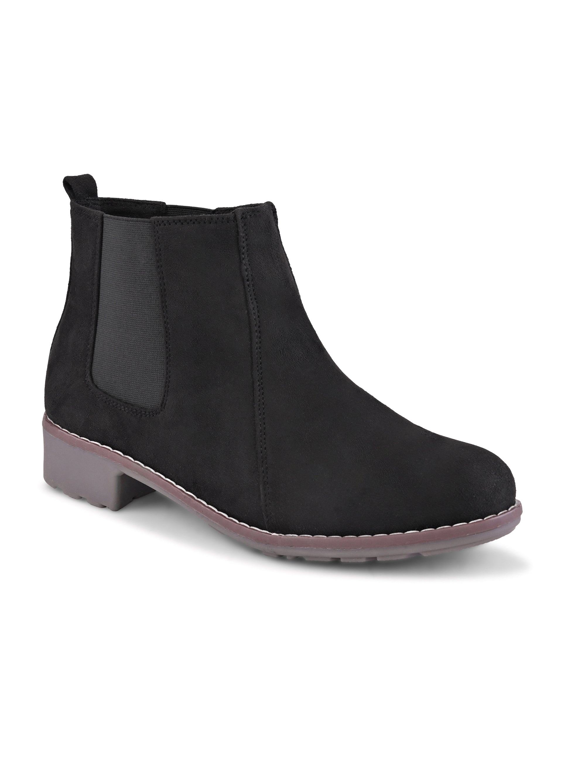 Side Elastic Cushioned Low Block Heel Ankle Boots