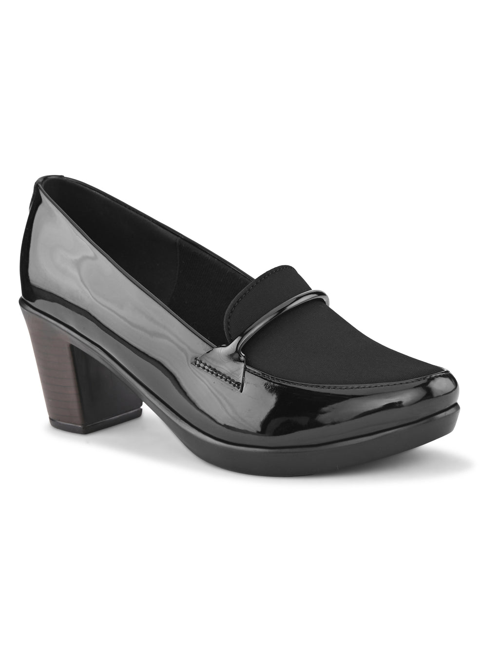 ELEGANT POINTED TOE CUSHIONED BLOCK HEEL PUMPS