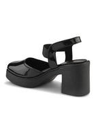 Classic Patent Block Heel Pumps with Backstrap Soft Cushioned Formal Shoes