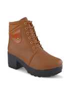 Lace-Up Pocket Detail Chunky Block Heel Ankle Boots